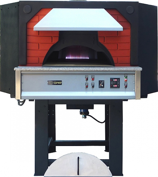 Gas pizza oven GR120C-B0, metal housing with brick elements, 135 pizzas á Ø 30 cm per hour, rotating and not separately heated baking surface, weight 1,600 kg