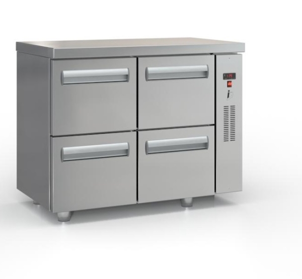 Refrigerated counter with drawers without compressor (105x60 cm) in silver color