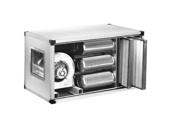 Single carbon unit, with motor, 3000 m³/h, 670x1400x670mm
