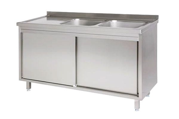 Double Sink, with two basins right, 1600x600x850mm
