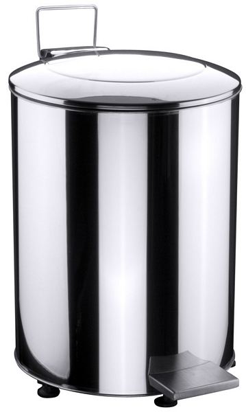 Contacto Pedal Bin with castors, 18/10 stainless steel
