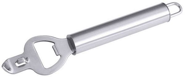 Contacto Bottle Opener with hanging loop, handle stainless steel