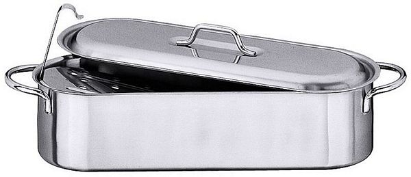 Contacto Fish Kettle, satin polished finish, with lid