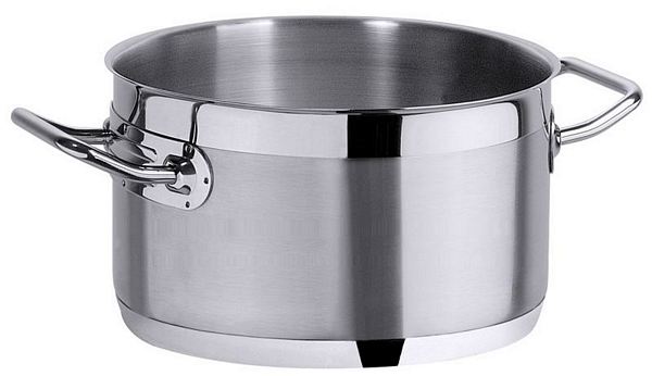 Contacto Meat pot, satin polished, with sandwich base up to 33cm