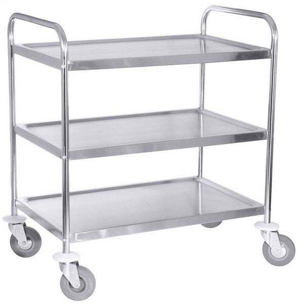 Trolley, stainless steel, with 2 shelves