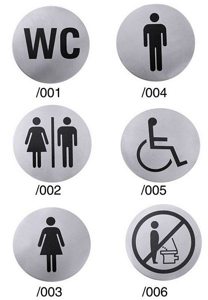 Contacto Toiletten-Türsymbole aus Edelstahl, seidenmatt poliert