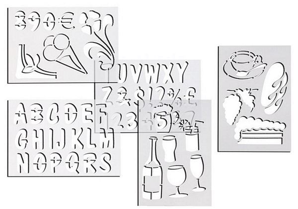 Contacto Stencil mixed 5 piece set, includes numbers