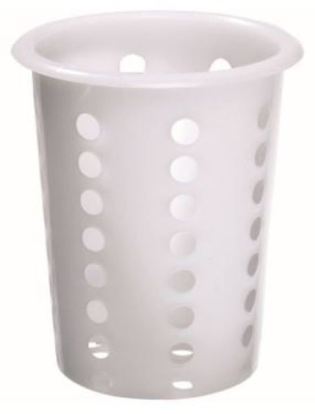 Cutlery cylinder, White plastic, Ø 115 mm, height 145 mm