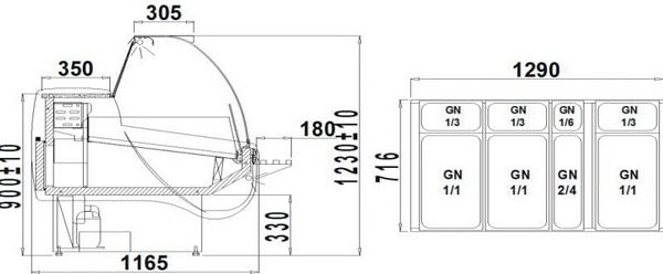Refrigerated counter ALBERTA 2/1.7W-mod/A, 1590x1165x1230+/-10mm