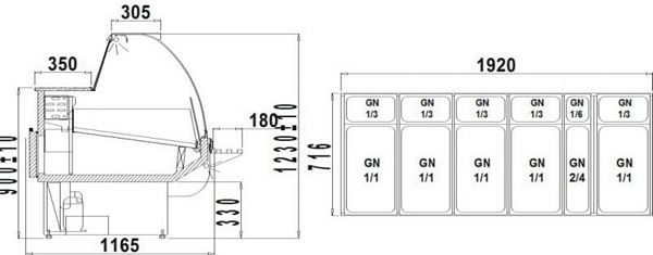 Refrigerated counter ALBERTA 2/2.1W-mod/C, 1920x1165x1230+/-10mm