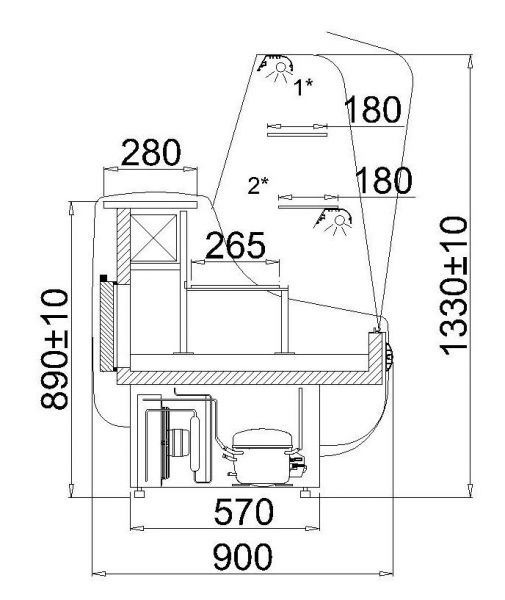 PASTRY CASE Manitoba 3/1.0, 990x900x1330mm