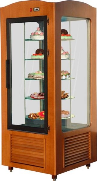 Confectionery showcase, Oak finish wood case 795x795x1910mm