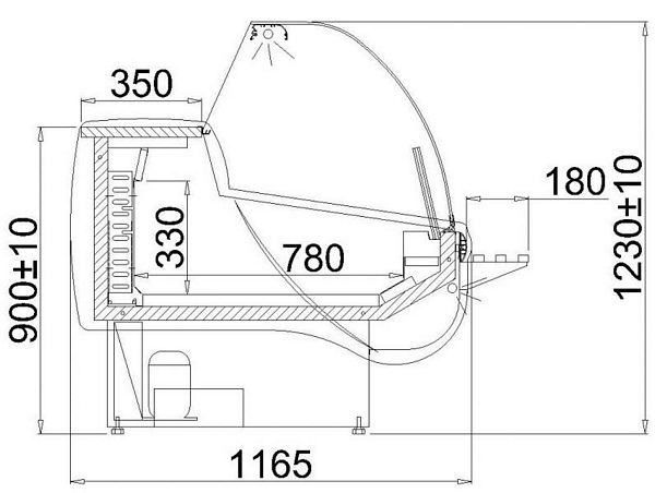 Refrigerated display KINGA 2/2.1W -10/-18°C dynamic cooling, 201