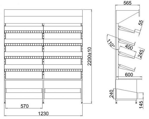PASTRY DISPLAY WALL UNIT, MICHAL 1.3, 1230x565x2200mm