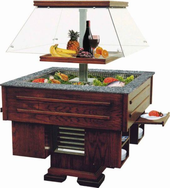 Salad Display BORDERS, static cooling, 1130x1130x1370/1760mm