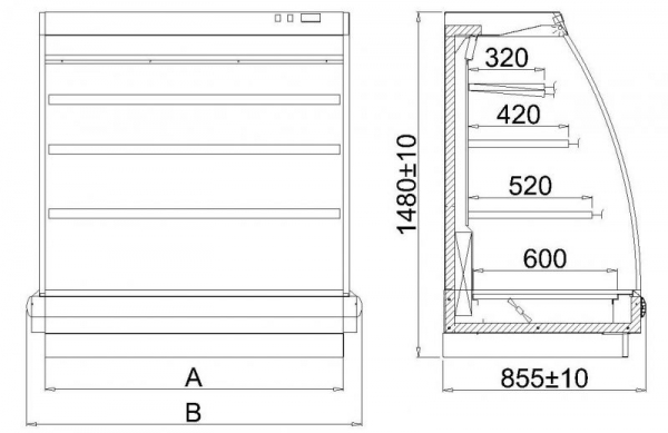 OPEN MERCHANDISER "TOBAGO", Length From 1250 to 2500mm