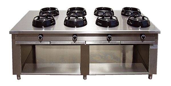 GAM China gas range, with open base, 2400x1400x850mm