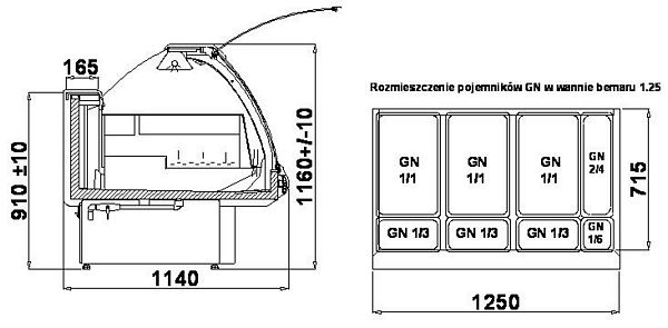 Heated Display ANCONA B 1.25SP, 1350 x 1140 x 1160mm