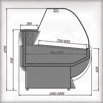 Refrigerated display case, lengths from 1080 to 3080mm