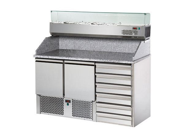 Saladette, with granite plate, 2 doors, 220 liters, 1410x700x107
