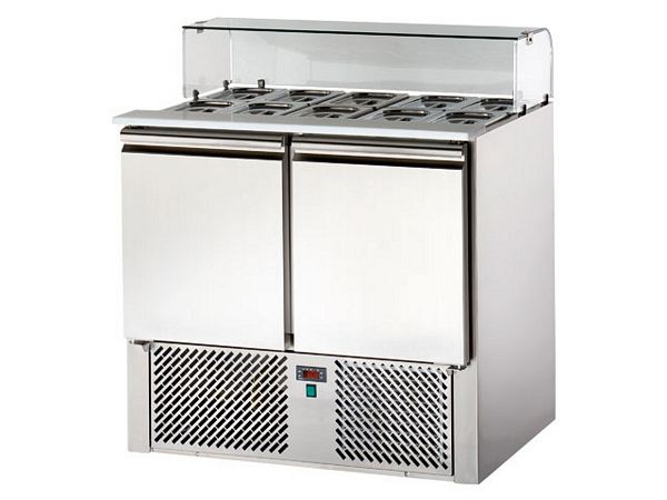 Saladette, with glass top, 2 doors, 220 liters, 904x700x1140mm