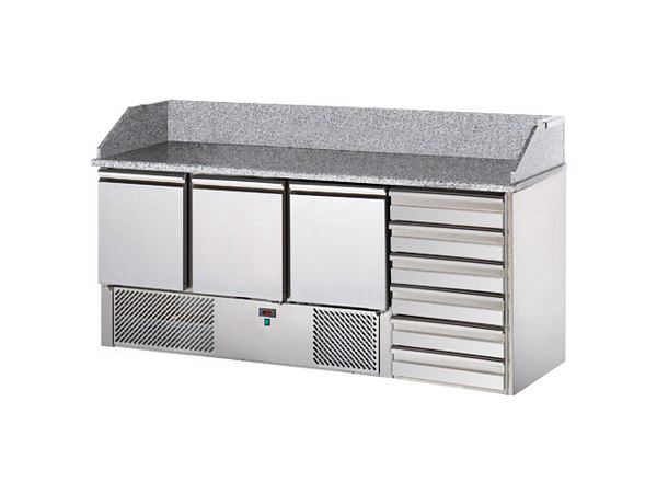 Saladette, with granite plate, 1x6 drawers, 350 l, 1900x700x870m