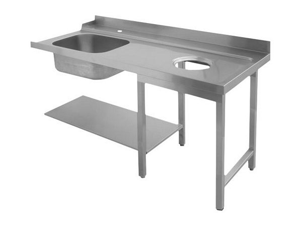 Feed table, with 1 Basin and upstand, right, 1800x750x870mm