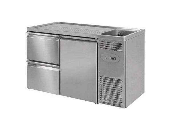Beer bar, 1 basin r., 1 door and 2 drawers l., 1600x700x970mm