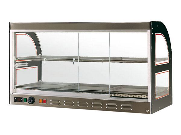 Warm display case, with sliding doors, 1,8 kW, 1098x480x615mm