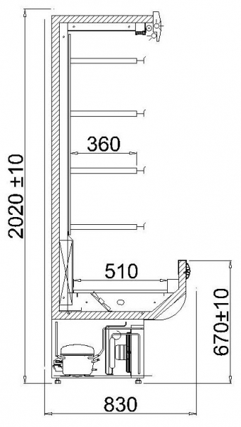 OPEN MERCHANDISER Rodos, Length From 1020 to 1940mm