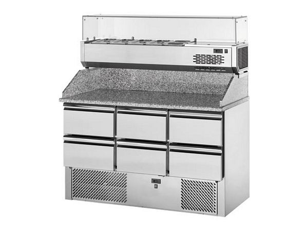 Saladette, with granite plate, 3x2 drawers, 350 l, 1410x700x1320