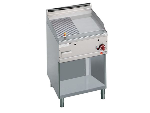 Gas griddle plate, smooth/grooved, 12 kW, 800x700x900mm