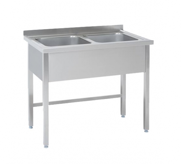 Double sink unit, with 2 basins, 1200x600x850mm