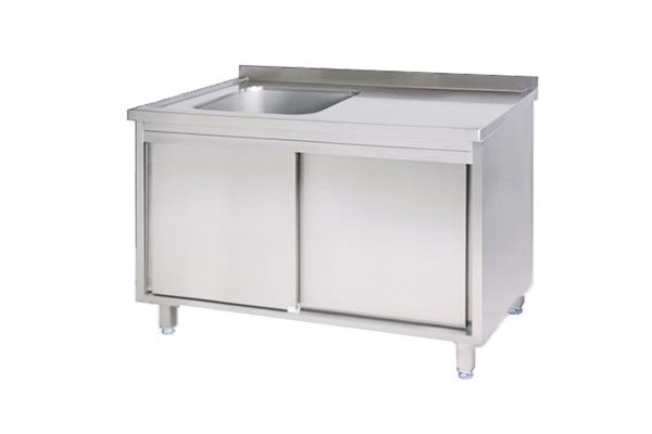 Sink, 1 bowl left and sliding doors, 1000x600x850mm