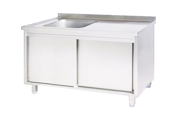 Sink, 1 bowl right and sliding doors, 1000x600x850mm