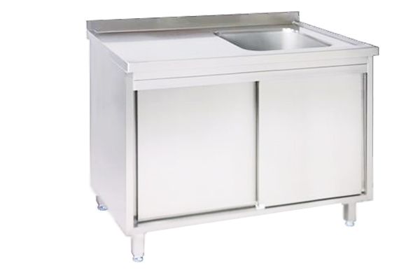 Sink, 1 bowl right and sliding doors, 1200x600x850mm